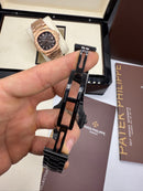 Patek Philippe Nautilus 39mm Aço/OxBlack, Mostrador Cinza