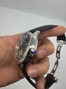 Cartier Drive 41mm Turbilhão Aço - Mostrador Preto - Pulseira Couro