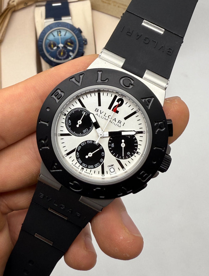 Bvlgari Aluminium Crono 41mm - Aço - Mostrador Branco