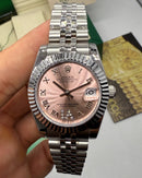 Rolex Date-Just 31mm/36mm Aço, Mostrador Rose, Luneta Canelada