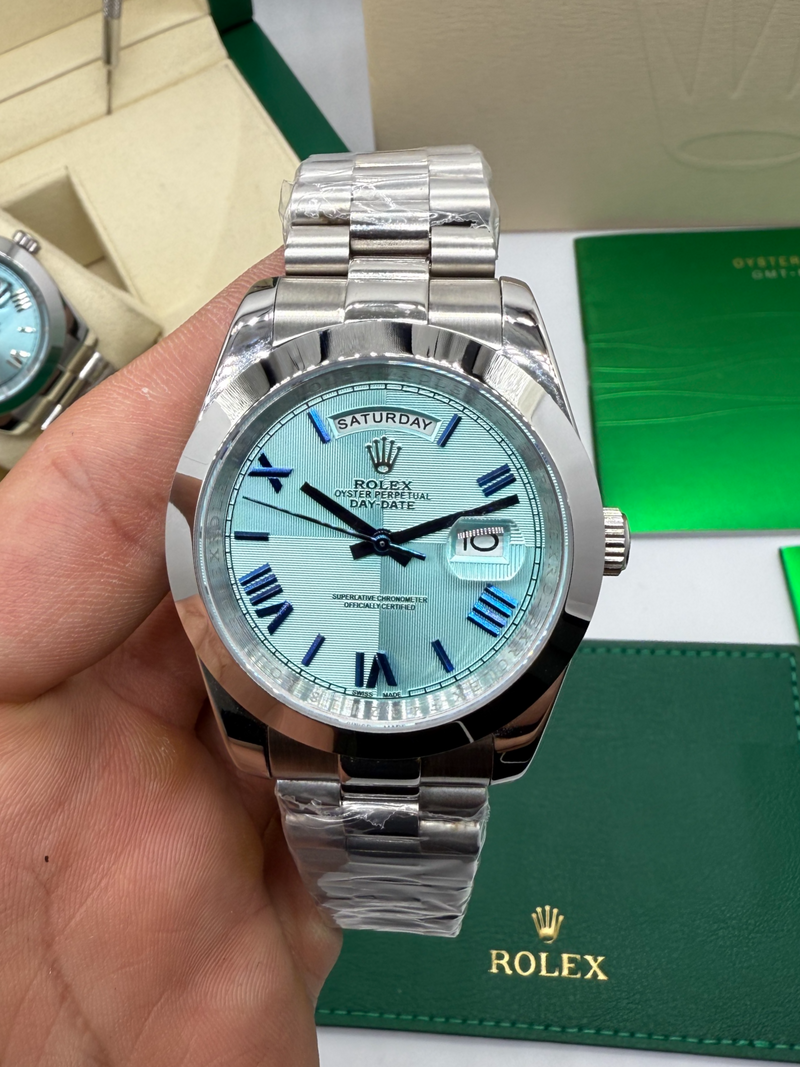 Rolex Day-Date Presidente 40mm Aço Mostrador Azul