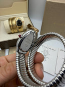 Bvlgari Serpenti Tubogas 02 Volta 35mm Aço Mostrador Preto - Cravejado
