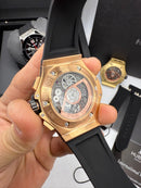 Hublot Big Bang 20th Anniversary King Aço/Rose 43mm, Mostrador Preto