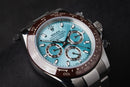 Rolex Daytona Ice Blue 40mm Aço Mostrador Azul Luneta Marrom