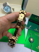 Rolex Oyster Perpetual Land‑Dweller 40mm Aço/Dourado, Mostrador Azul Glacial
