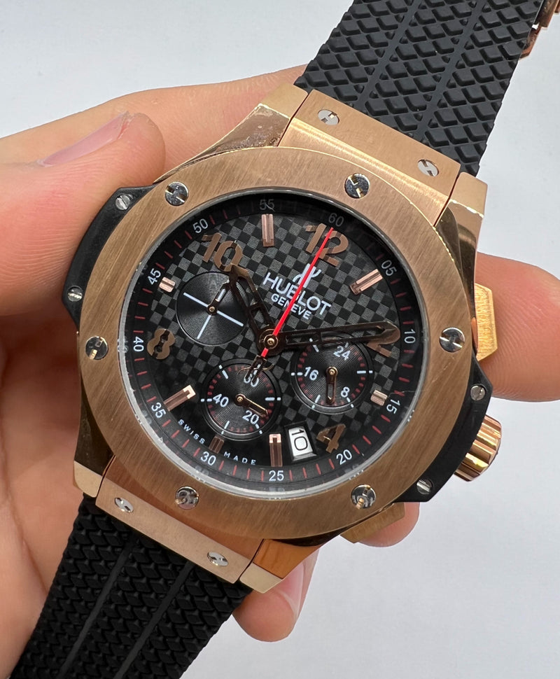 Hublot Big Bang 44mm Aço/Rose Mostrador Preto