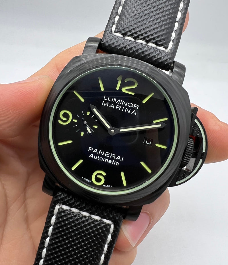 Panerai Luminor Marina 44mm Aço OxiBlack Mostrador Preto Pulseira Nylon
