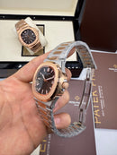 Patek Philippe Nautilus 39mm Aço/Rose, Mostrador Preto