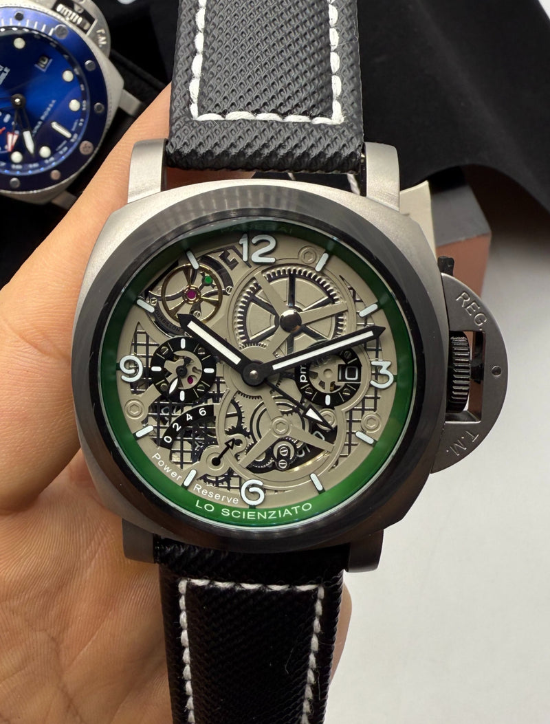 Panerai Edição Limitada Lo Scienziato Aço 47mm - Bezel OxCarbon