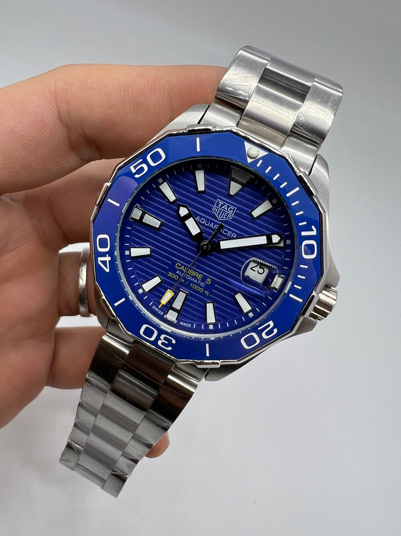 Tag Heuer Aquarecer 300, 43mm, Aço, Mostrador Azul