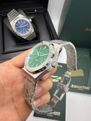 Audemars Piguet Royal Oak 41mm Aço Mostrador Verde Bezel Aço Pulseira Aço