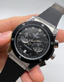 Hublot Classic Chrono 45mm Aço Mostrador Preto Bisel Aço Puls. Borracha