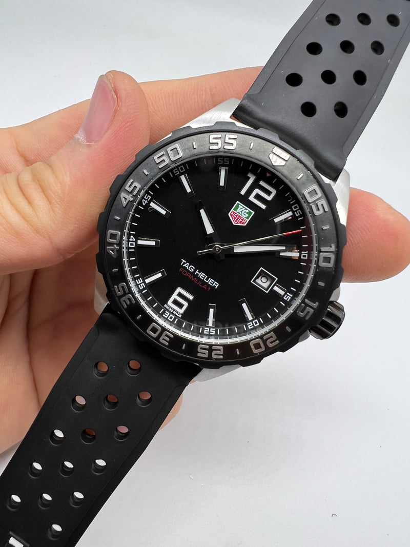 Tag Heuer F1 43mm Aço Mostrador Preto Luneta Preta