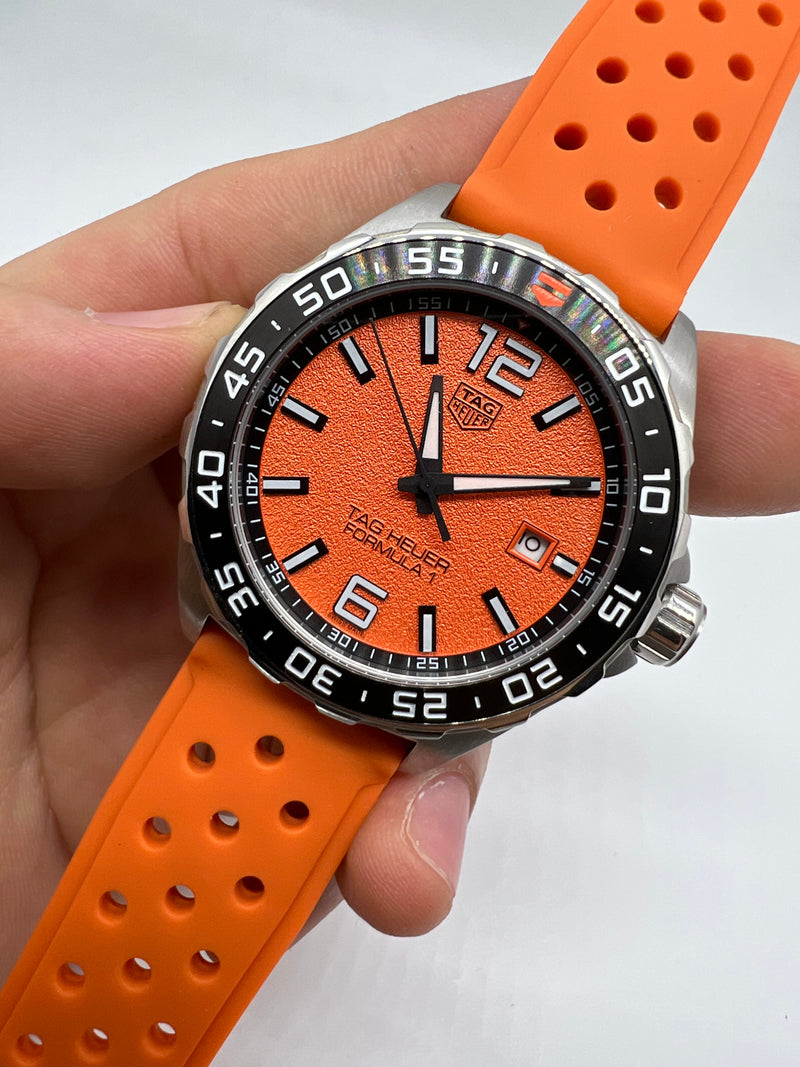 Tag Heuer F1 43mm Aço Mostrador Laranja Luneta Preta