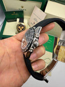 Rolex Daytona 40mm Aço Mostrador Preto Luneta Preta, Pulseira OysterFlex