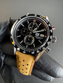 Tag Heuer Carrera Aço 43mm, Mostrador Preto, Puls. Couro