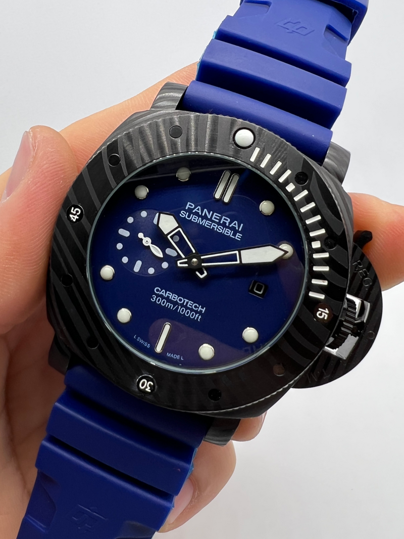 Panerai Submersible 47mm Aço Carbotech Oxiblack Mostrador Azul