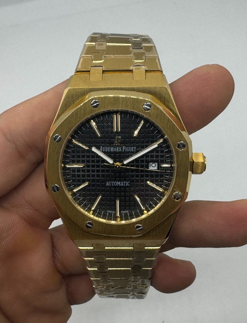Audemars Piguet Royal Oak 39mm Aço Dourado, Mostrador Preto