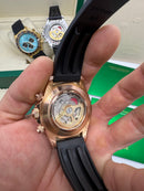 Rolex Daytona 40mm Dourado Mostrador Branco Luneta Preta