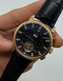 Patek Phillippe Turbilhão 42mm Aço/Rose, Pulseira Couro - Diamond