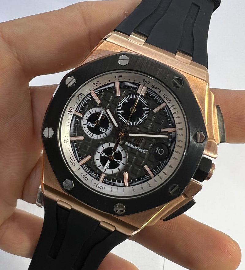 Audemars Piguet Royal Oak Offshore 44mm Mostrador Preto Bezel Aço