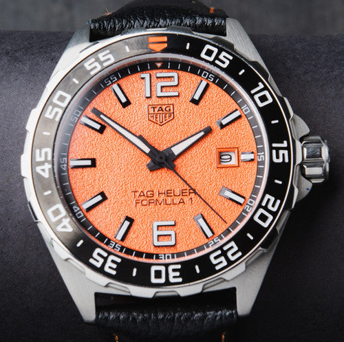 Tag Heuer F1 43mm Aço Mostrador Laranja Luneta Preta