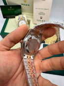 Rolex Date-Just 41mm/36mm Aço/Dourado, Mostrador Marrom, Luneta Canelada