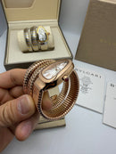 Bvlgari Serpenti Tubogas 02 Voltas 35mm Aço/Rose Mostrador Prata