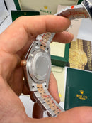 Rolex Date-Just 41mm/36mm Wimbledon Aço/Rose, Mostrador Cinza, Luneta Canelada
