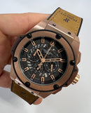 Hublot King Power 48mm Aço/Rose, Mostrador Preto Esqueleto