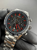 Tag Heuer Carrera Aço 43mm, Mostrador Preto e Vermelho