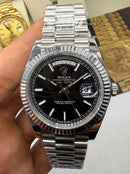 Rolex Day-Date Presidente 40mm Aço 904L- Mostrador Preto - CLONE
