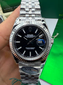 Rolex Datejust Aço 41mm, Mostrador Preto, Pulseira Jubilee - CLONE