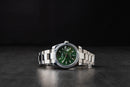 Rolex Datejust 36mm Aço Mostrador Verde-Folhas Luneta Canelada
