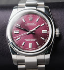 Rolex Oyster Perpetual 41/36mm Aço Mostrador Cereja Luneta Baulada