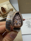 Bvlgari Serpenti Tubogas 01 Volta 35mm Aço/Dourado Mostrador Rose - Cravejado