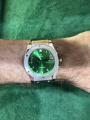 Hublot Classic Fusion 45mm Aço Mostrador Verde Puls. Couro com Borracha