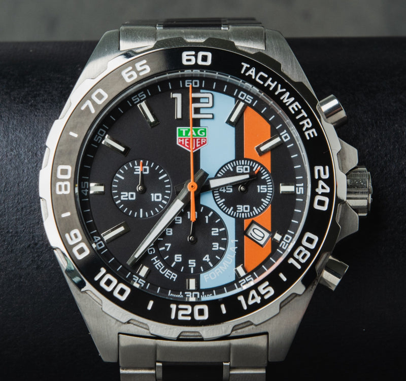 Tag Heuer F1 Golfo Cronógrafo 43mm Aço Mostrador Preto Bezel Preto