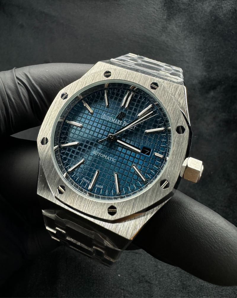Audemars Piguet Royal Oak 41mm Aço Mostrador Preto Bezel Aço Pulseira Aço