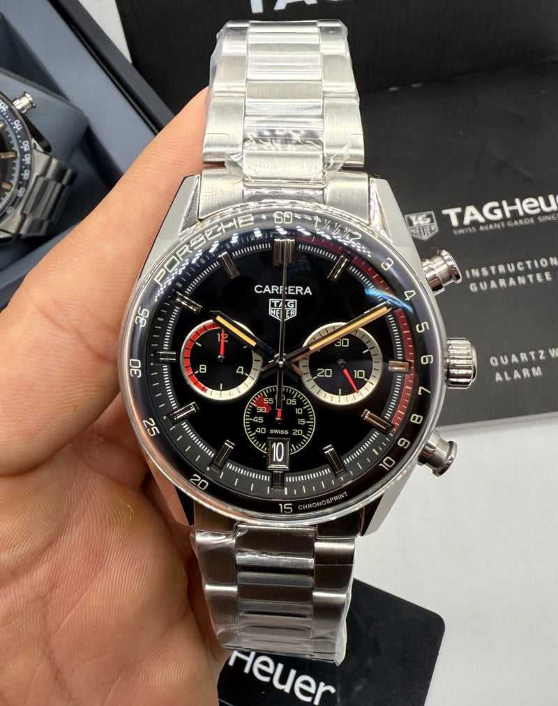 TAG Heuer Carrera Chronosprint x Porsche - Aço 42mm - Preto
