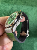 Hublot Classic Chrono 45mm Aço Mostrador Verde Pulseira Couro com Borracha