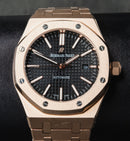 Audemars Piguet Royal Oak 41mm Rosé Mostrador Preto Bezel Rosé Pulseira Rosé