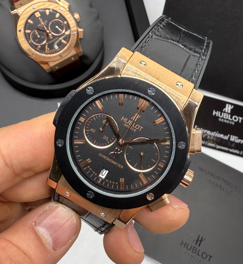 Hublot Vendome Classic Chrono 45mm Aço/Rosê Mostrador Preto