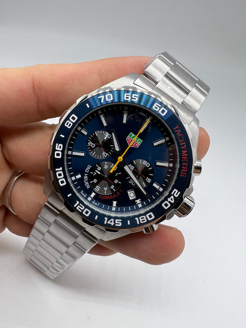 TAG Heuer F1 Cronometro 44mm Aço Mostrador Azul