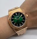 Audemars Piguet Royal Oak 39mm Mostrador Verde Bezel e Pulseira Aço Rose