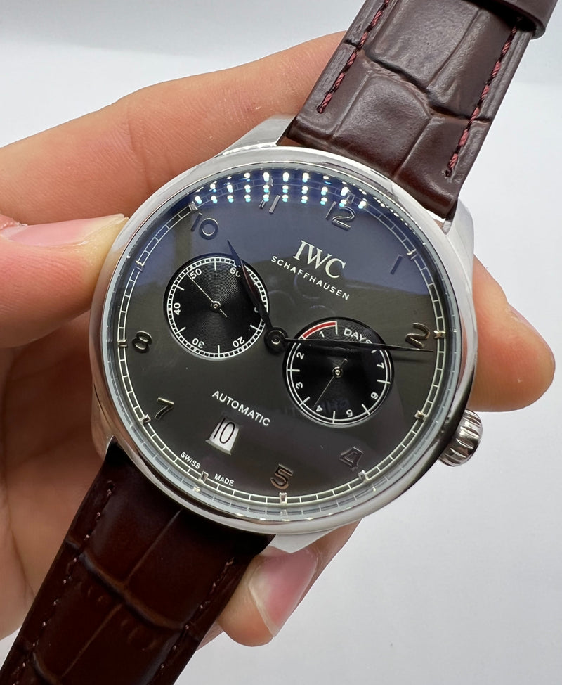 IWC Portugieser Automático Aço/Rose 42mm Pulseira de Couro