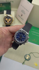 Rolex Daytona 40mm Aço Mostrador Azul Luneta Preta, Pulseira OysterFlex