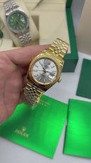 Rolex Date-Just 41mm/36mm Aço/Dourado, Mostrador Prata, Luneta Canelada