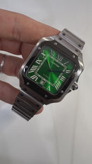 Cartier Santos 40mm - Aço Mostrador Verde - Pulseira Aço