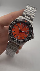 Tag Heuer F1 43mm Aço Mostrador Laranja Luneta Preta